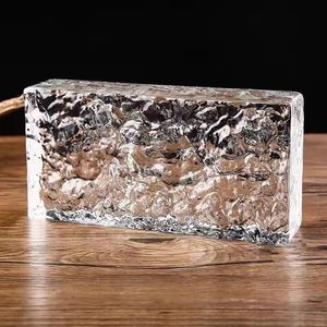 超白方形冰纹超白渐变彩色水晶玻璃砖卫生间隔断烟缸热熔透明实心