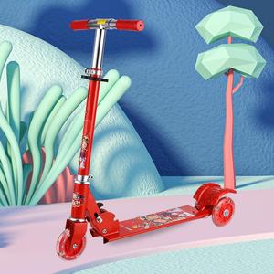 儿童滑板车脚踏车三轮闪光全铁滑滑车scooter可升降可折叠2轮车
