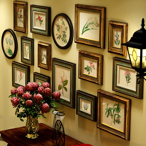 美式乡村照片墙客厅餐厅相框墙组合挂墙欧式田园花卉相片墙