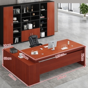 大班台老板桌茶台桌椅定制大板桌带副柜书桌1.4台式单人财务职员
