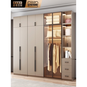 欧派家具衣柜家用卧室实木质现代简约储物简易玻璃门柜子可定制组