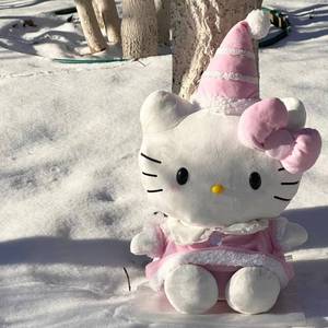 新款圣诞kt猫毛绒玩具可爱帽子kitty玩偶凯蒂猫抱枕节日礼物包邮