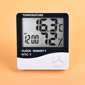 高精度室内电池温度计HTC-1冰箱温湿度计干湿婴儿房温湿表带支架
