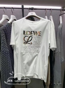 代购Loewe/罗意威24新款胸口大logo刺绣徽标休闲短袖T恤男女同款