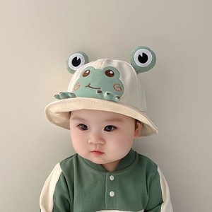 青蛙渔夫帽儿童帽子夏季薄款休闲网眼可爱大眼睛透气男女宝宝盆帽