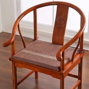 四季茶艺中式坐垫古典拆洗海绵可绑带椅垫加厚[围椅通用餐椅亚麻