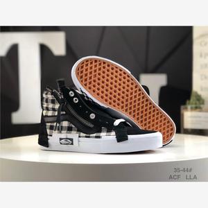 万斯Sk8-Hi Cap LX 黑白棋盘格解构主义麂皮高帮帆布鞋男女鞋硫化