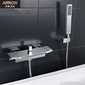 ARROW箭牌瀑布浴缸花洒套装全铜冷热方形挂墙多功能浴室置物架明