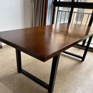 桌面板2米*0.7定制5厘米厚松木板全实木长条餐桌面板深色木板圆角