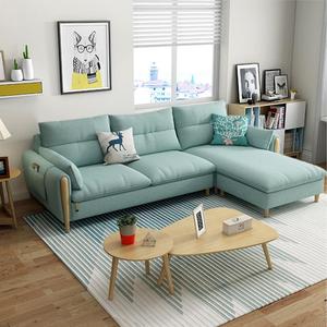 客厅布艺沙发转角组合乳胶三人沙发北欧现代简约公寓卧室实木家具