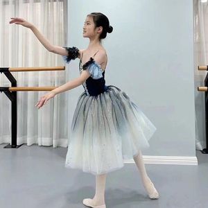 韩系六一儿童蓬蓬纱裙芭蕾舞蹈服装女童团体舞表演芭蕾舞长裙裙演