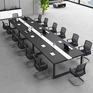 会议桌长桌办公桌椅组合会议室10人20人8人6人12人16人30黑色桌子