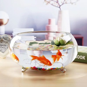 鱼缸用品大全创意简约玻璃三爪造型摆件微景观圆形生态鼓缸客厅