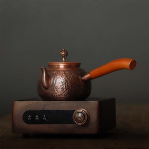 日本侧把纯紫铜壶家用沏茶壶煮茶器手工红铜烧水壶电陶炉茶具套装
