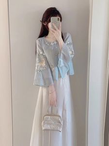 2024新中式国风套装夏季流行汉元素仙女裙新款混搭度假两件套女款