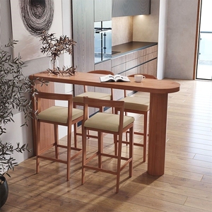 纯实木靠墙吧台桌家用长条窄高脚桌子玄关客厅隔断小吧台岛台餐桌