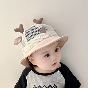 婴儿帽子夏季薄款镂空史莱克怪物鸭舌帽男女宝宝防晒渔夫帽地主帽