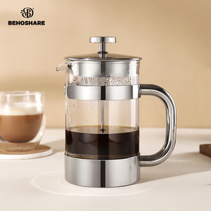 缤享玻璃法压壶咖啡壶不锈钢滤压壶家用泡茶打奶泡法式咖啡过滤器