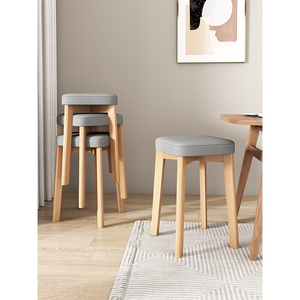 IKEA宜家北欧小板凳家用科技布椅子客厅可叠放收纳简易实木梳妆凳