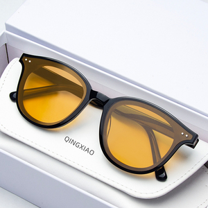 GM墨镜女款2024新款防晒防紫外线太阳镜男士高级感小圆框茶色眼镜