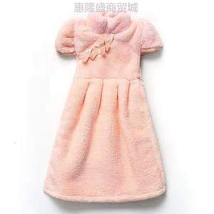 裙吸水抹布手巾{可爱小面巾厨房公主珊瑚手儿童加厚绒擦挂式韩国