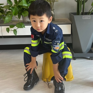 纯棉儿童消防员服装时尚帅气儿童消防套装亲子运动会角色扮演服