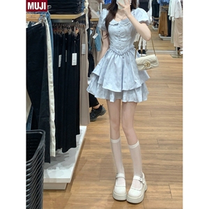 日本进口无印良品法式初恋娃娃领连衣裙女小个子夏季在逃公主连体