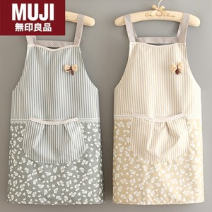 无印MUJ日本时尚厨房做饭韩版围裙工作上班服防水防油耐磨日系小