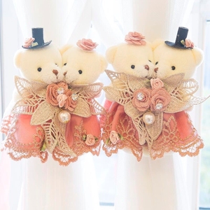 结婚窗帘绑带一对装新婚窗帘扣绑绳绑饰婚房小熊装饰可爱扎束带