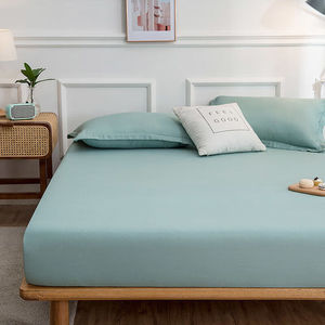 素色床笠单件18m床罩全包床单床垫保护罩防滑床套素-姜黄(单床素-