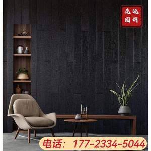 深度碳化木烧杉板复古龟裂黑色木纹外墙背景墙实木火烧黑炭木板材