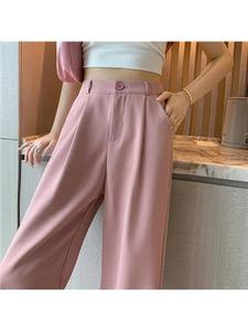 夏天西装裤高级感垂感粉色矮个子女显高气质搭配夏装薄款八分冰丝