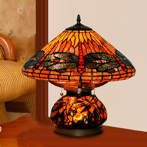 HAUTY 蜻蜓子母灯16寸 彩璃艺术装饰欧式古典客厅台灯卧室床头灯