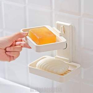 浴室&架沥水壁挂式打孔双层肥皂盒香罩吸盘免化妆室皂托置物香皂