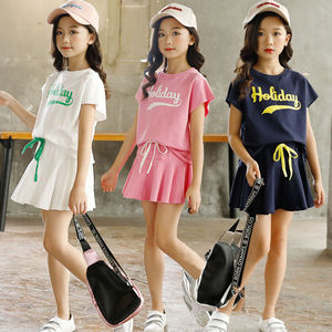 巴拉巴柆女童运动套装夏季纯棉休闲运动字母裤裙母女亲子装洋气套