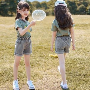 巴­拉巴­拉女童夏装套装2024新款韩版洋气衣服儿童短袖夏季牛仔短