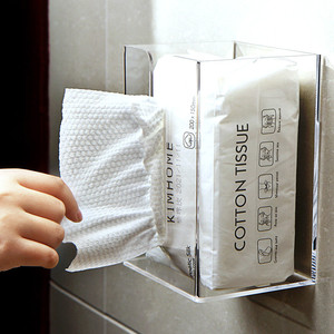 挂式纸亚克力透明洗洗面巾盒挂壁式脸巾收纳餐厅悬挂免打孔抽纸架