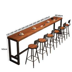 奶茶长实木桌吧台条桌靠墙家用桌椅桌子阳台%窄组合高脚酒吧商店