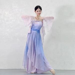 古典舞服装纱衣练功服紫色阔腿裤飘逸裙中国现代舞演出服装舞蹈服