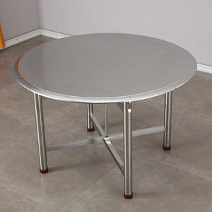 双层不锈钢桌折叠桌圆餐饭桌圆形大圆桌圆台吃饭桌10人餐台家用8