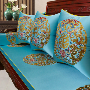 新中式古典红木沙发坐垫定做罗汉床垫五件套实木家具垫子靠垫防滑