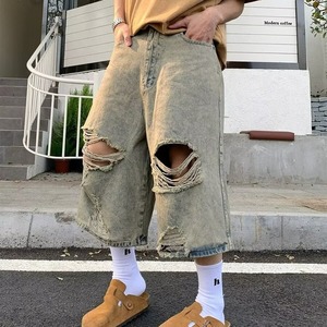 kappa卡帕官方旗舰水洗做旧牛仔短裤男夏季小众设计感拉链裤子美