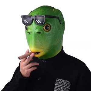绿头鱼帽子鱼头怪面具青蛙头套沙雕搞笑搞怪面罩全脸绿鱼人无味的