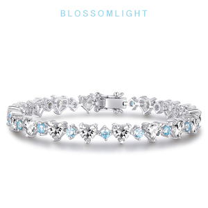 BlossomLight银饰珍稀粉蓝系列心钻手链女简约轻奢优雅小众高级感