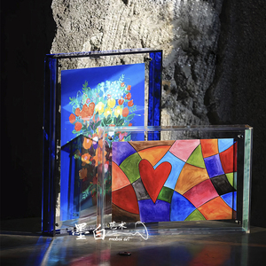 彩色相框亚克力展示挂墙照片框双面玻璃透明定制装裱画框大尺寸框