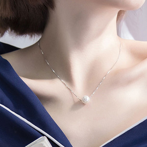 淡水贝珠项链S925纯银珍珠饰品锁骨配饰个性简约时尚轻奢