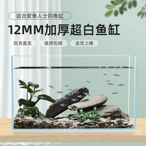 超白鱼缸定制定做金晶玻璃客厅大型长方形家用水草龟缸生态溪流