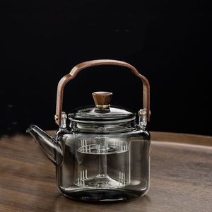 透黑大容量蒸煮一体两用提梁煮茶壶耐热高硼硅加厚玻璃电陶炉专用