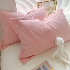小仙女粉色牛奶绒枕套一对装48*74保暖加厚法兰绒枕头套情侣枕罩