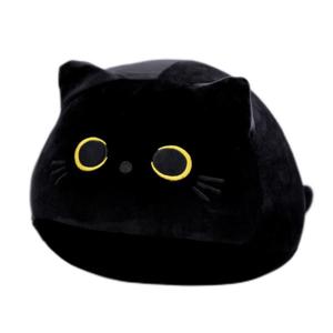 亚马逊跨境热卖可爱黑猫抱枕 卡通毛绒玩具软体公仔 睡觉床上玩偶